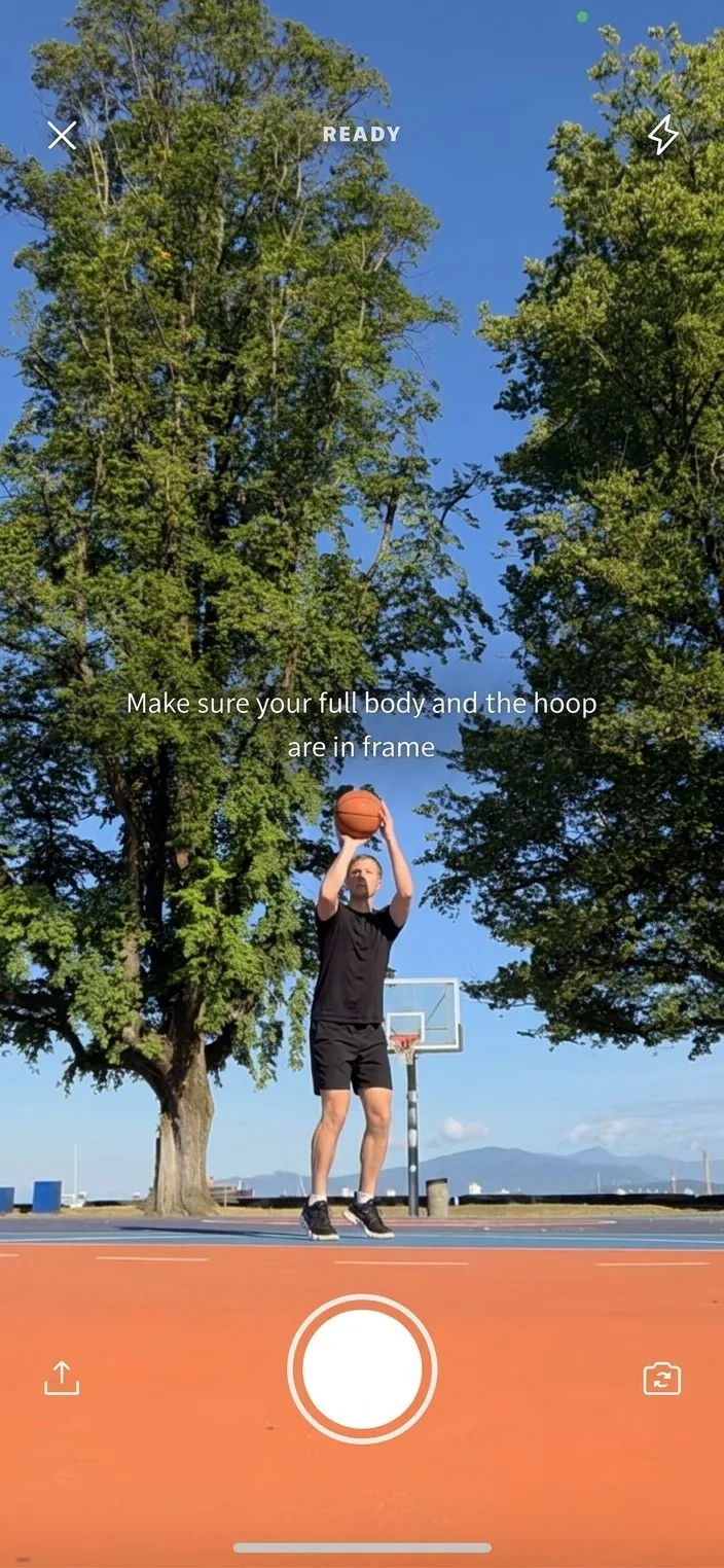 Recording a jump shot for AI analysis