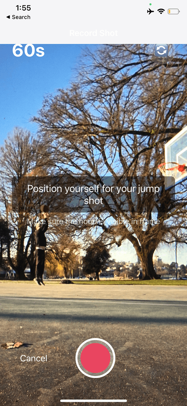 Recording a basketball shot for AI analysis in Jumpshot AI